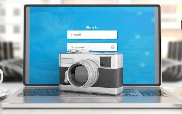 retro-camera-computer-office-background-3d-illustration_771335-14932