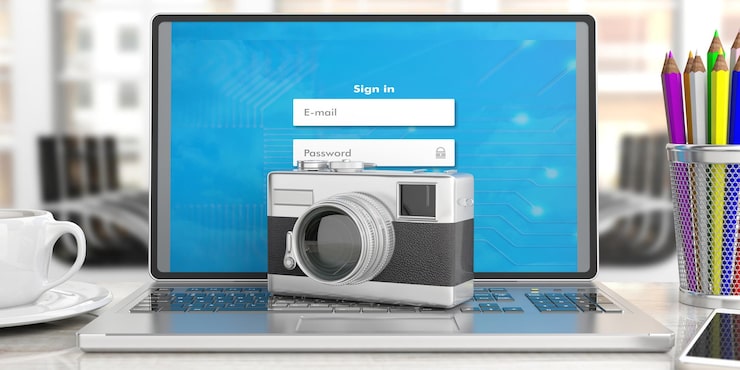 retro-camera-computer-office-background-3d-illustration_771335-14932